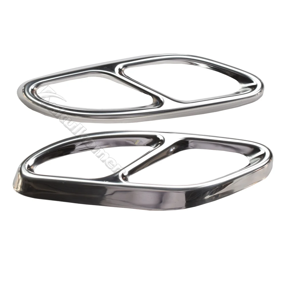 2 Stück silberne Auspuffzierleisten aus Stahl für Mercedes Benz GLC C E-Klasse C207 Coupé 2014-2017 W213 W205 W176 X253 C180 C200 Autoteil – Detail 9