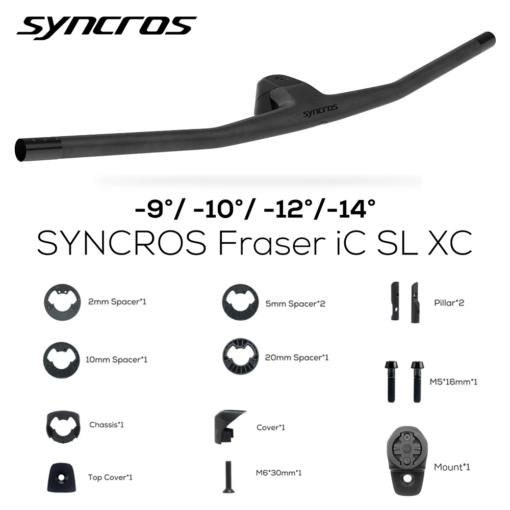 SYNCROS FRASER IC SL XC 50/60mm For Sparks Frame -9°-10° -12° -14° Full Carbon Fiber Integrated Cockpit MTB Handlebar With Mount