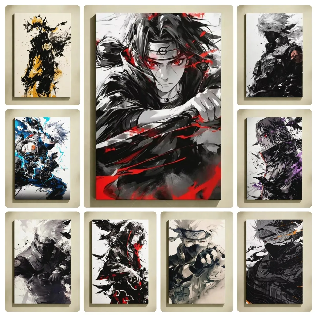 DIY Naruto Cartoon Ink Style Naruto Sasuke Jigsaw Puzzles For Adults Family Activity Games for Gameroom Bedroom Gifts