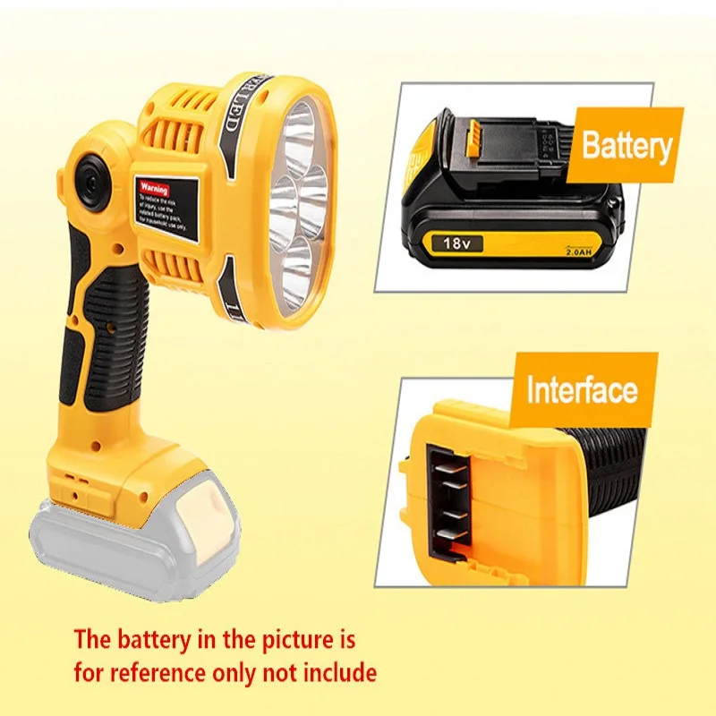 12W LED Lamp Flashlight with USB port Outdoor Emergency Lighting For Dewalt 14.4V 18V 20V DCB140 DCB181 DCB200 li-ion battery