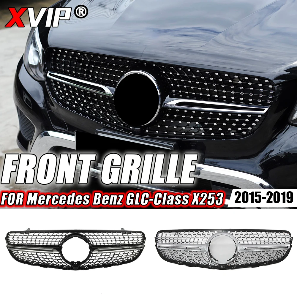 

XVIP Chrome Black Diamonds Style Front Racing Grilles For Mercedes Benz GLC-Class X253 2015-2019 GLC250 GLC300 GLC350e GLC43 AMG