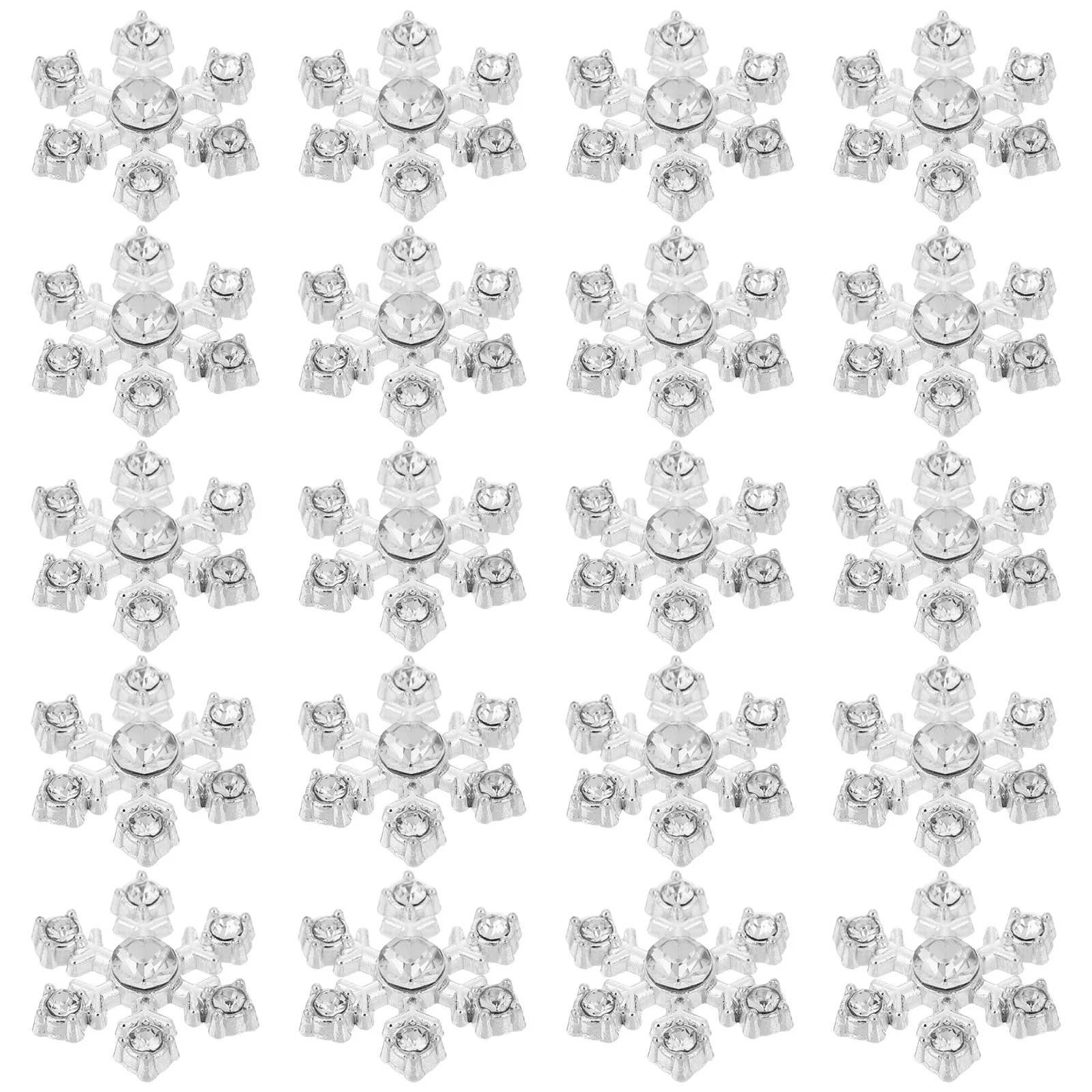 

20pcs Alloy Rhinestone Snowflake Charms Mini Metal Winter Ornaments For Diy Craft Scrapbooking Nail Art Christmas Decor Party