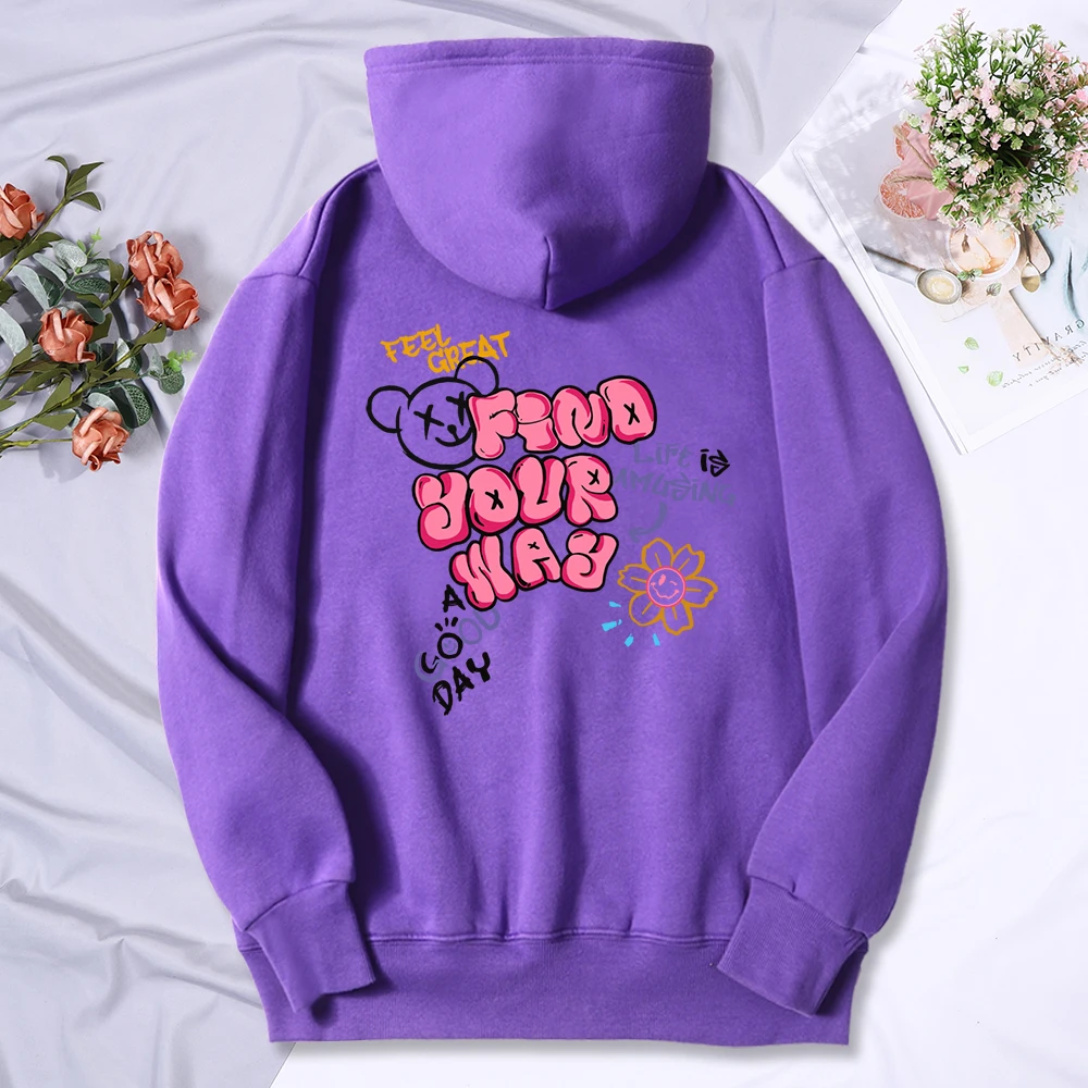 Find Your Way Life Is Amusing Print Female Hooded Hipster Loose Hoodies hip hop Fleece Hoodie Breathable Warm Sportswears Women