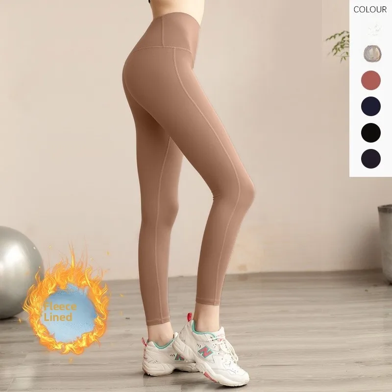 

Женские утепленные флисом брюки для йоги с высокой талией, утягивающие, для активного отдыха, облегающие, высокоэластичные, осенне-зимние, для спорта и отдыха