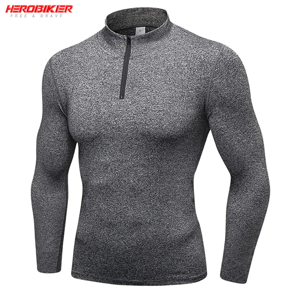 

HEROBIKER Running Compression Top Shirt Motorcycle Tight Base Layers Long-sleeved Gym Training Workout Jogging T-shirts