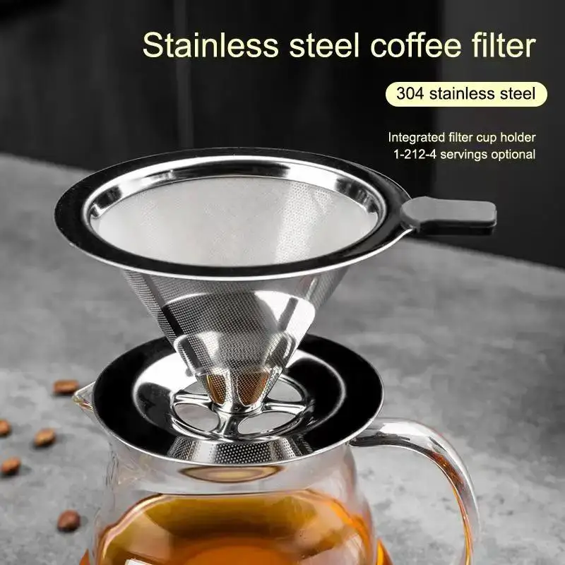 New Food Grade Stainless Steel Pour Over Coffee Filter Mesh For Home Office Coffee Lovers Daily Brewing