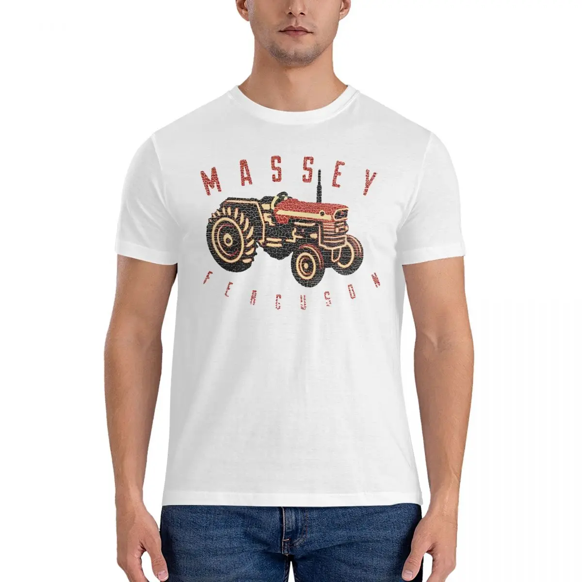 

Мужские футболки трактора Massey Ferguson, Повседневная футболка, футболки с коротким рукавом и круглым вырезом, хлопковая одежда для взрослых