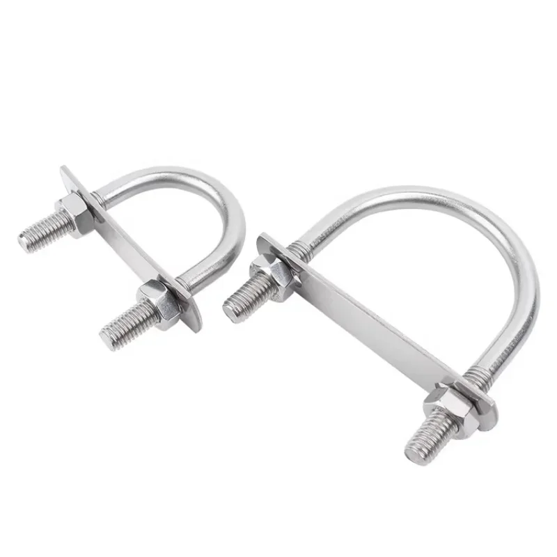 U-Bolzen aus Edelstahl 304 mit Mutternplatte für Rund- und Vierkantrohrklemmen M6 M8 U-förmiger Clip – Detail 4