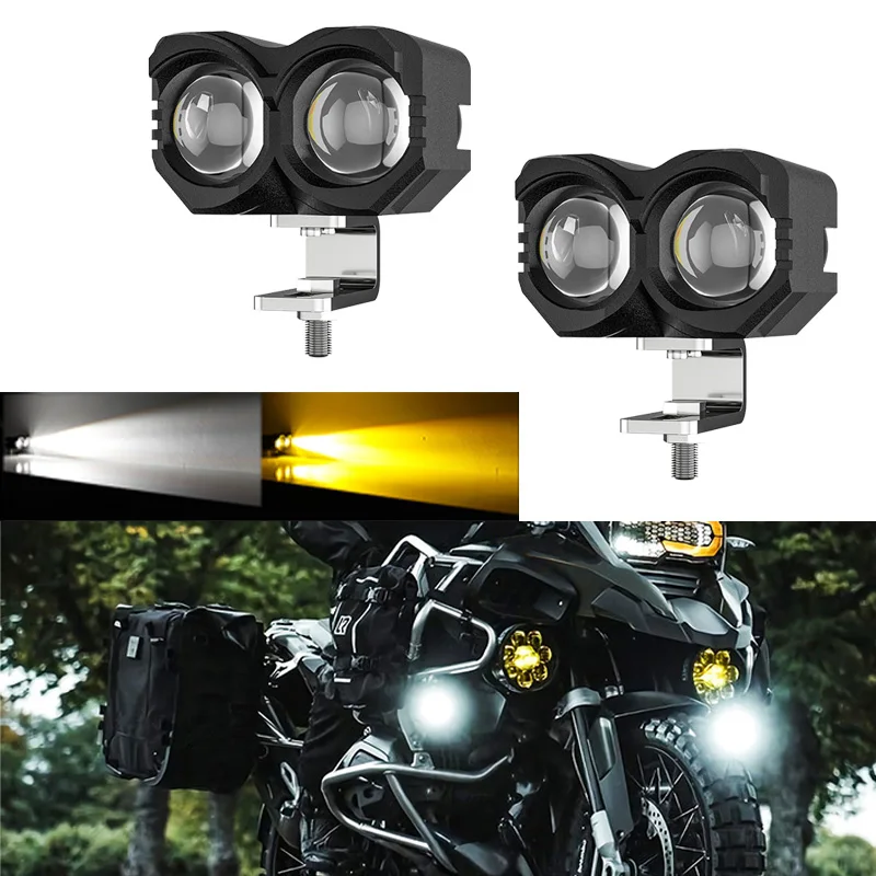 Universal Motorcycle Headlight Fog Light 2/3/4 Lens 20/25/30W High/Low Beam LED Auxiliary Fog Lights Assembly Driving Spotlight