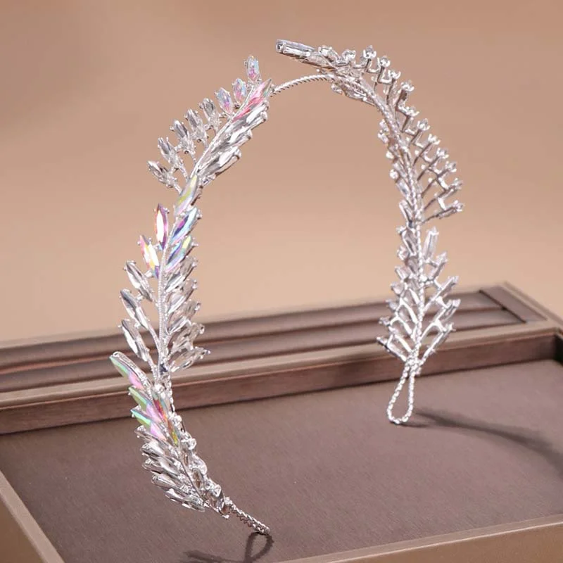 

Glitter Crystal Leaves Hairhoop Korean Fashion Luxury Jewelry Rhinestone Hairband Bride Wedding Accessories