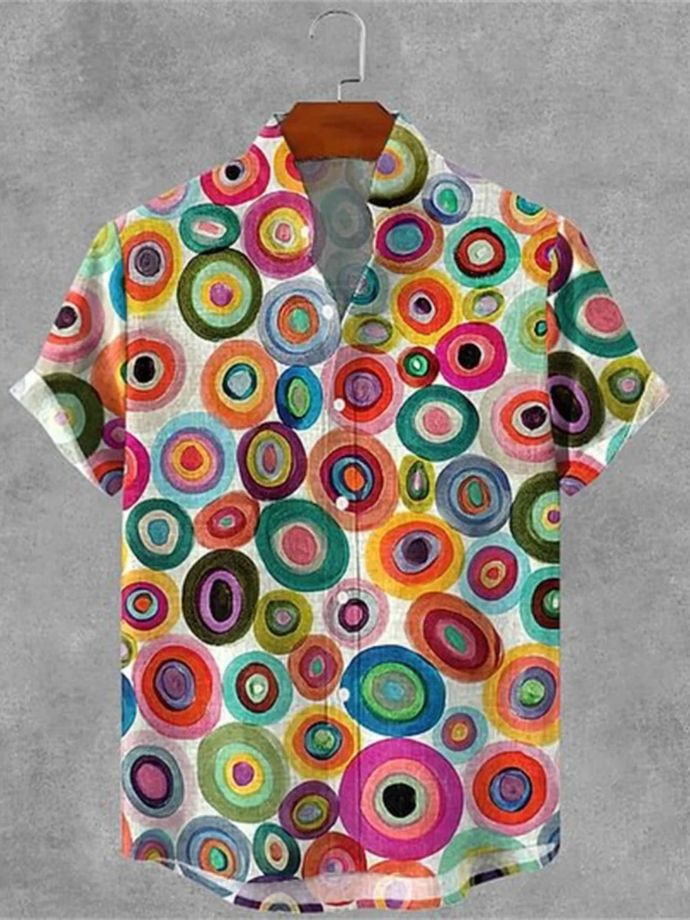 Men's Short Sleeve Linen Shirt Fun Creative Printed Fashionable Hawaiian High-Quality Street Leisure Clothing Fast Delivery