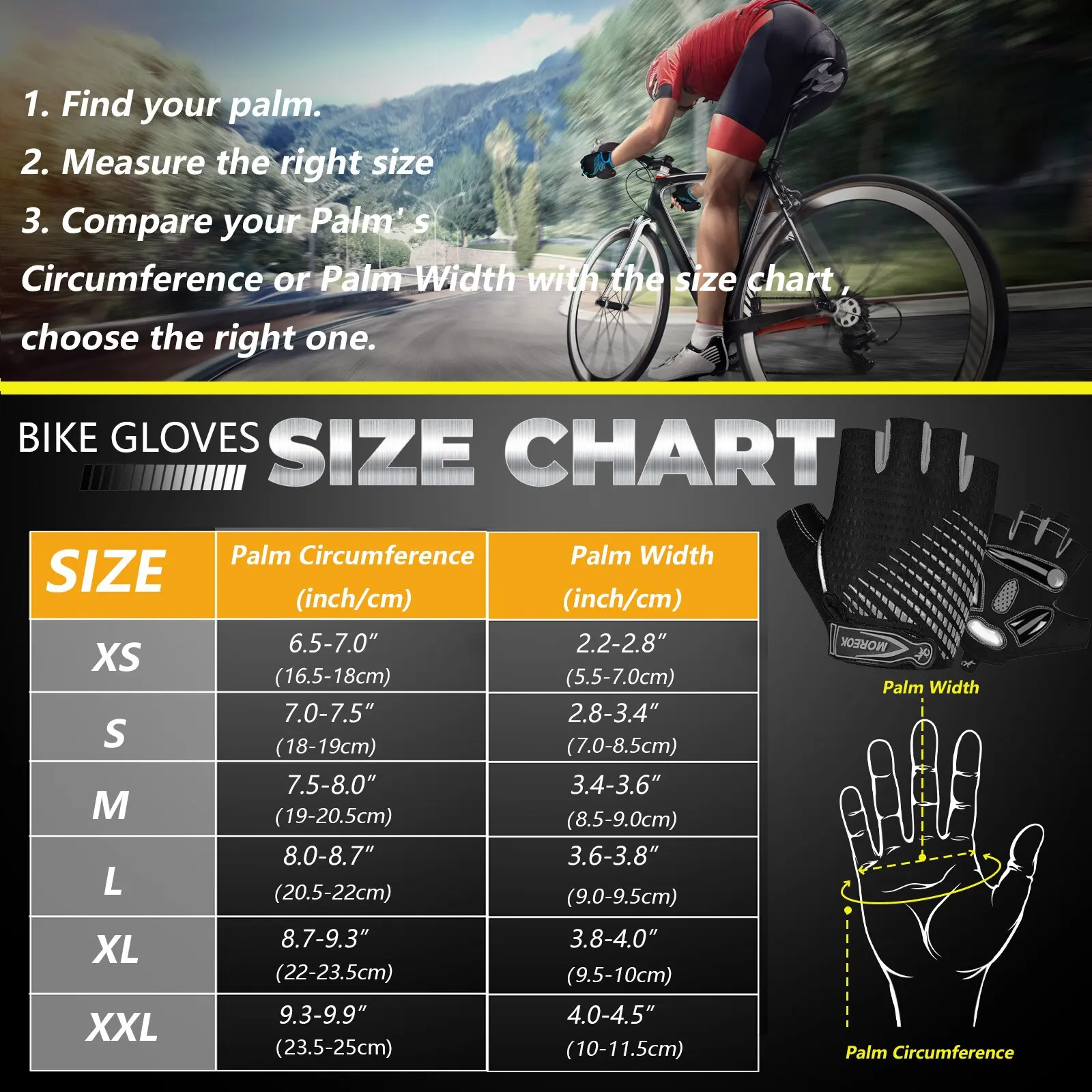 MOREOK Bike Gloves Half Finger MTB Bicycle Gloves 5mm Gel Pads Shock-absorbing Mountain Bike Road Cycling Gloves for Men Women