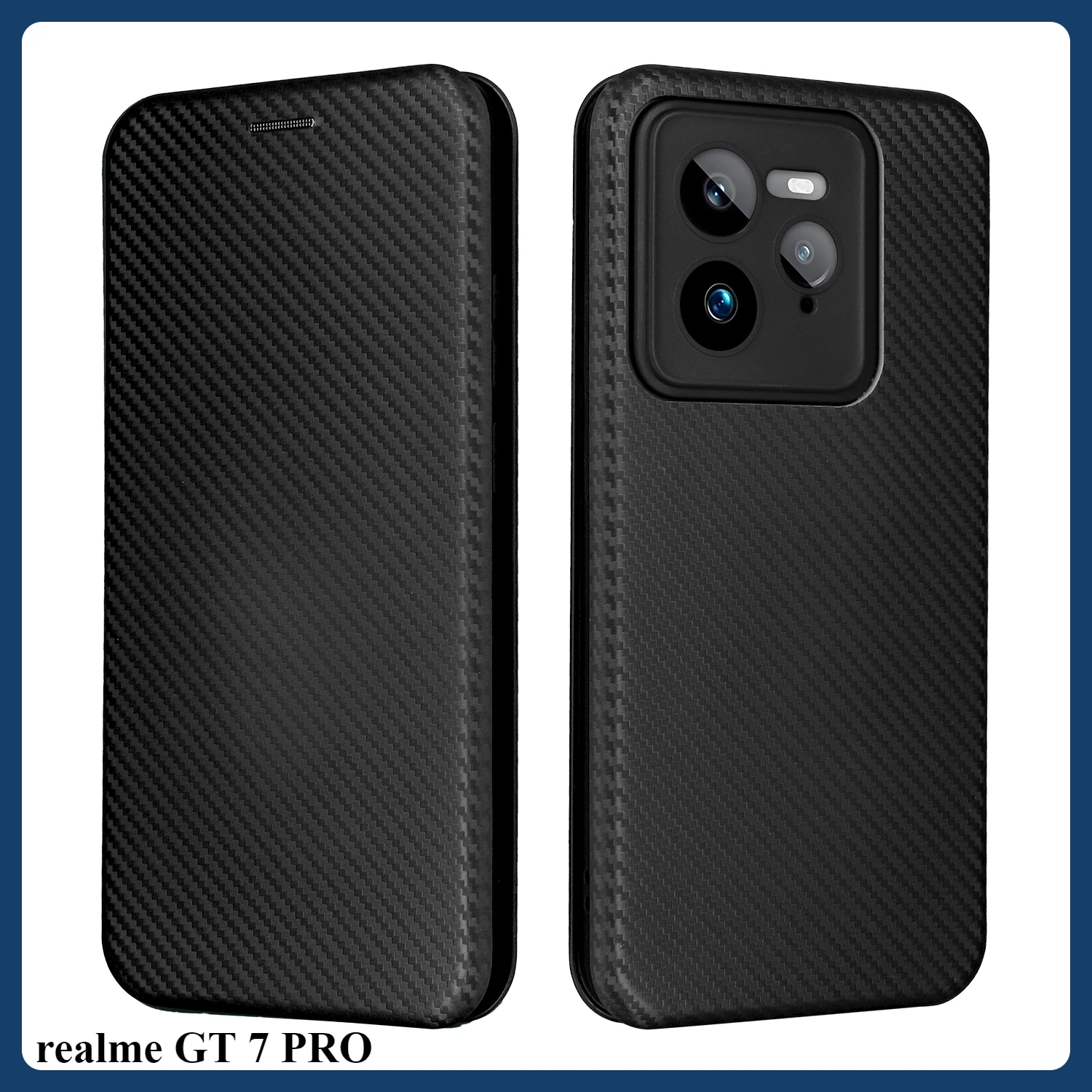 Realme GT 6 6T GT6 GT6T NEO 6 SE 7 Luxury Carbon Fiber Skin Leather Case Book Magnet Flip Cover GT7 Realme GT NEO6 SE Phone Bags