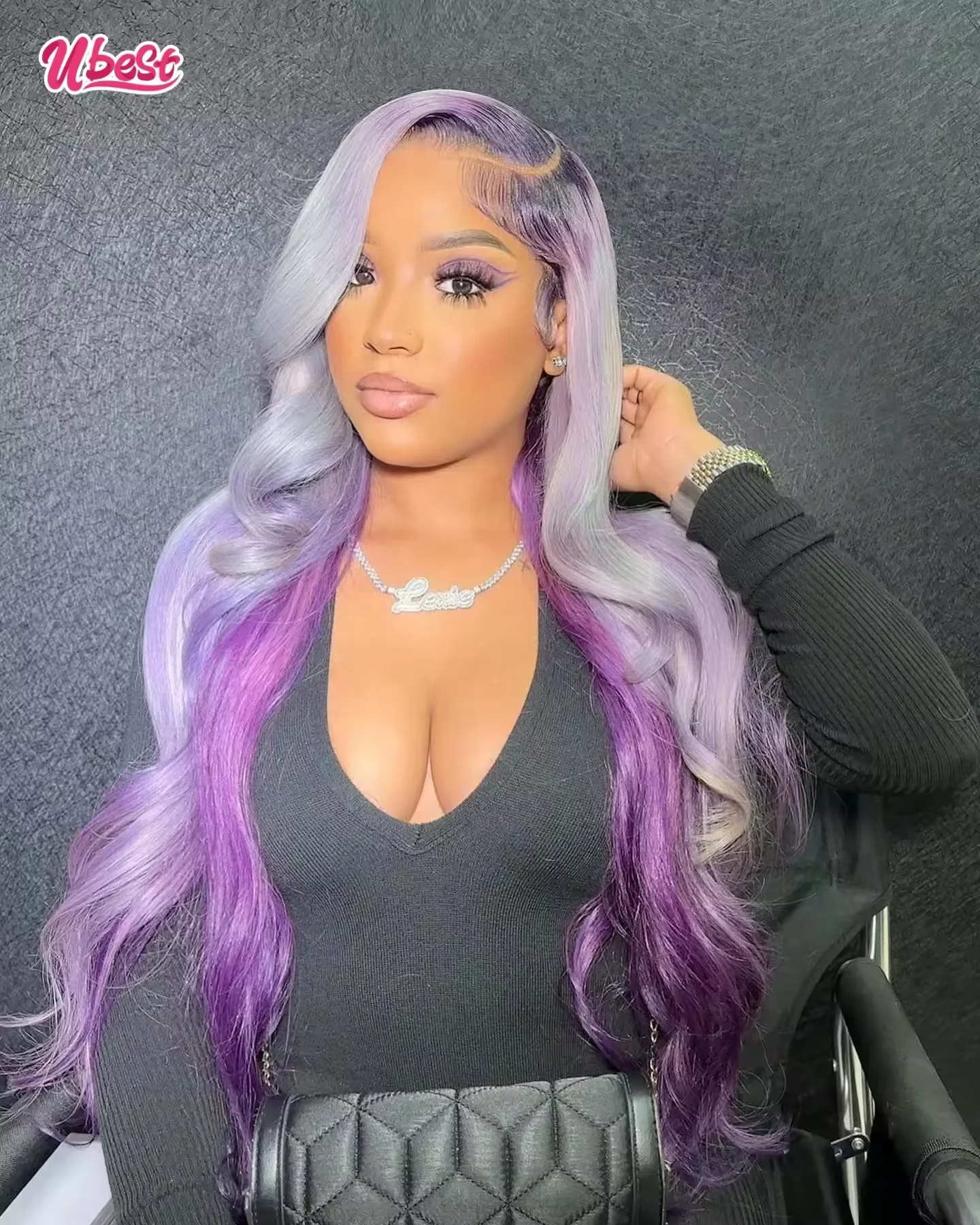 Ombre Purple Gray 613 Colored Body Wave 13x6 Lace Front Wigs Brazilian 100％Human Hair Transparent Remy Wig Pre Plucked For Women