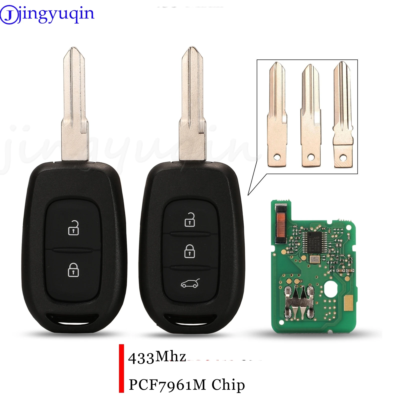 

Jingyuqin 2/3 Button Remote Key 434MHZ With 4A PCF7961M Chip For Renault Sandero Dacia Logan