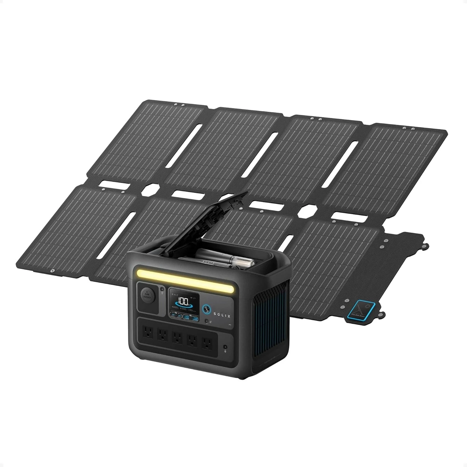 

SOLIX C800X Portable Power Station with 100W Solar Panel, 1200W Solar Generator with Camping Lights, 768Wh LiFePO4 Battery