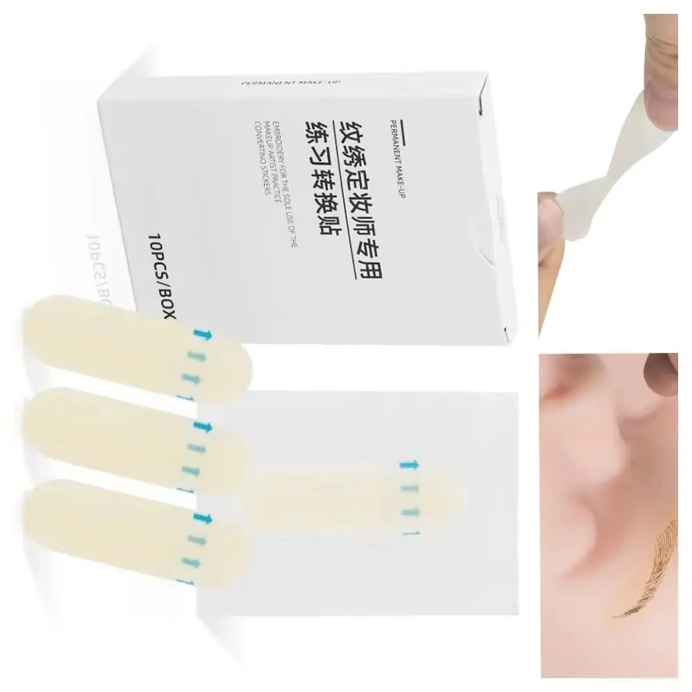 10Pcs Transfer Eyebrow Skin Sticker Tattoo Real Operation Practice Permanent Silicone Tattoo Training Tool Brow Protection