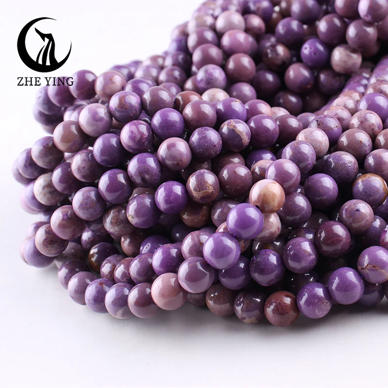 Zhe Ying New Purple Lepidolite Beads Round Loose Natural Gemstone Beads for Jewelry Making Bracelet Earrings DIY Accessories