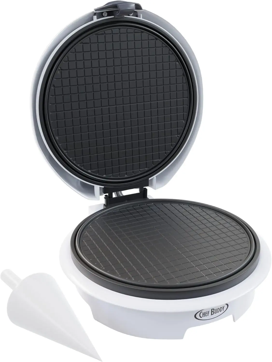 Máquina para hacer conos de gofres, gofrera eléctrica antiadherente con cono moldeador incluido, pequeños electrodomésticos de cocina (blanco)