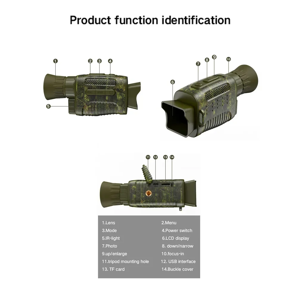 NV650 7 Levels Infrared Night-Visions Device 1080P 4X Digital Zoom Day Night Photo Video Shooting Hunt Monocular Scope Telescope