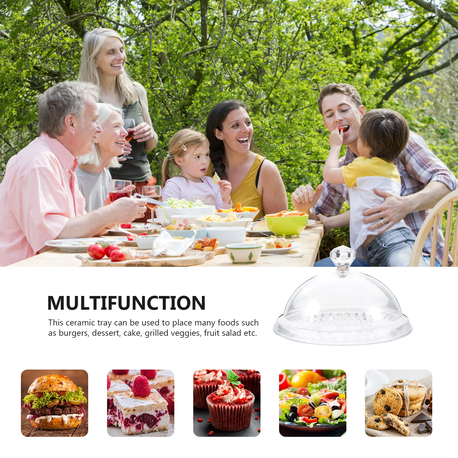 

1 set 1 Set Fruit Storage Plate With Lid Cake Serving Tray For Party Dessert Display Plastic Bakery Bread Holder