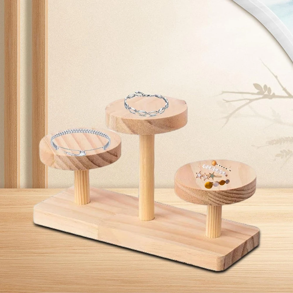 رف سلم خشبي مجوهرات سوار عرض موقف المنظم رف مجوهرات متعدد الاستخدامات أقراط عرض موقف تخزين 3 الطبقة