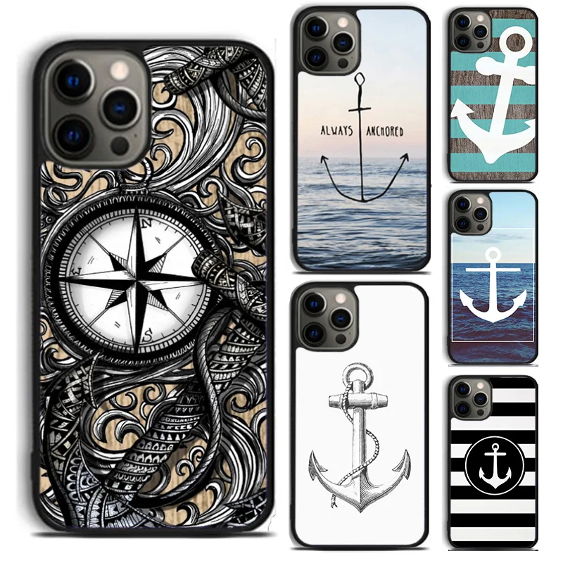 Anchor Compass nautical sailor sailing phone Case For iPhone 16 15 14 Plus XR XS Apple 11 12 13 mini Pro Max coque