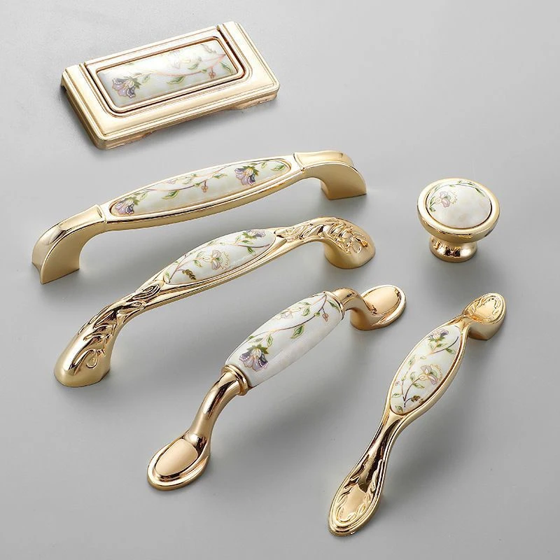 Ceramic Cabinet Handles Chinese Vintage Drawer Knobs Wardrobe Door Handles European Furniture Handle Hardware