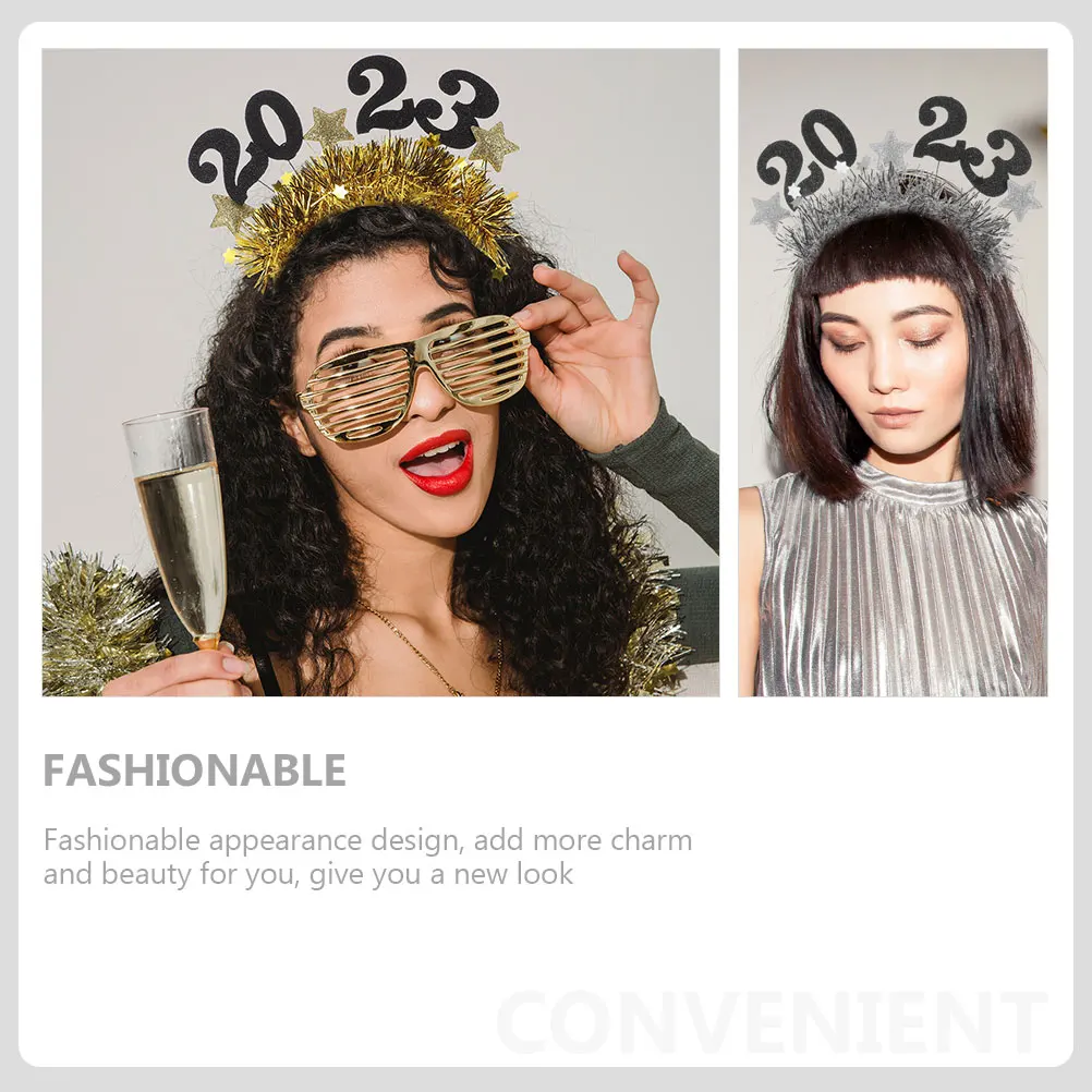 

2pcs 2023 New Year Party Headbands Funny Hairbands For Adults Kids Photo Booth Props Festival Decor Compact Party Accessories