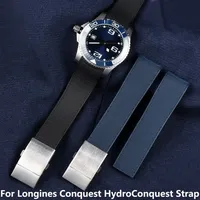 Rubber watchband For Longines Conquest HydroConquest watch Strap L3.781 642 742 782 Men's Sport Diving Curved End Silicone Belt