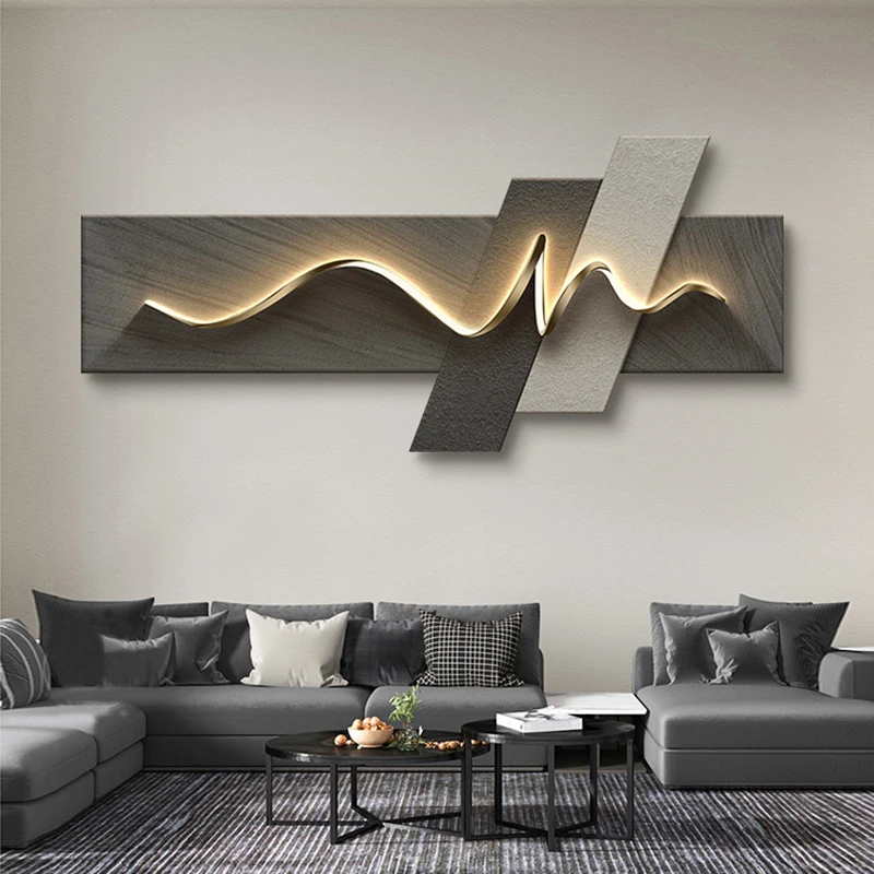Wabi Silent Wind Living Room Decorative Painting LED Ambient Light Painting Modern Light Luxury Sofa Background Wall Minimalist