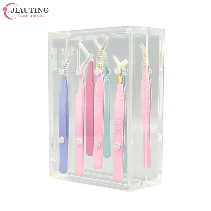 1*Eyelash Extension Tweezers Storage Box Tweezers Display Stand Organizer Case Acrylic Stand Holder Eyelash Extensions Supplies