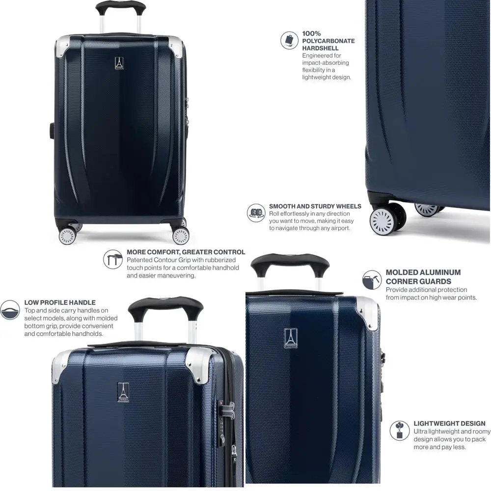 Equipaje giratorio de carcasa dura expandible mediano de 25 pulgadas con 8 ruedas - Maleta liviana para viajes, ideal para equipaje facturado,