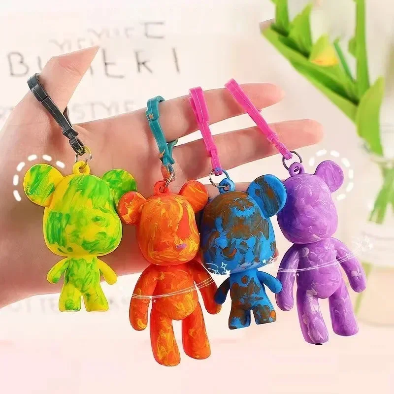 DIY Bear Key Chain Painted Bear Handmade Set Gloomy POPOBE White Blank Mold Vinly Toys for Kid Medicom Toys