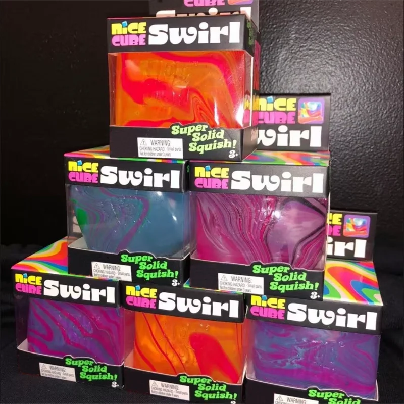 Joli cube sensoriel arc-en-ciel marbré en maltose, jouet anti-stress à remontée lente, balle d'exercice manuel pour adultes, TDAH, autisme, cadeau