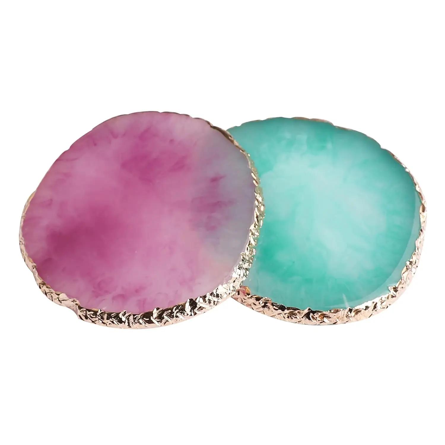 

2-Piece Resin Nail Art Palette with Gold Edge, Display Board for Painting and Manicures