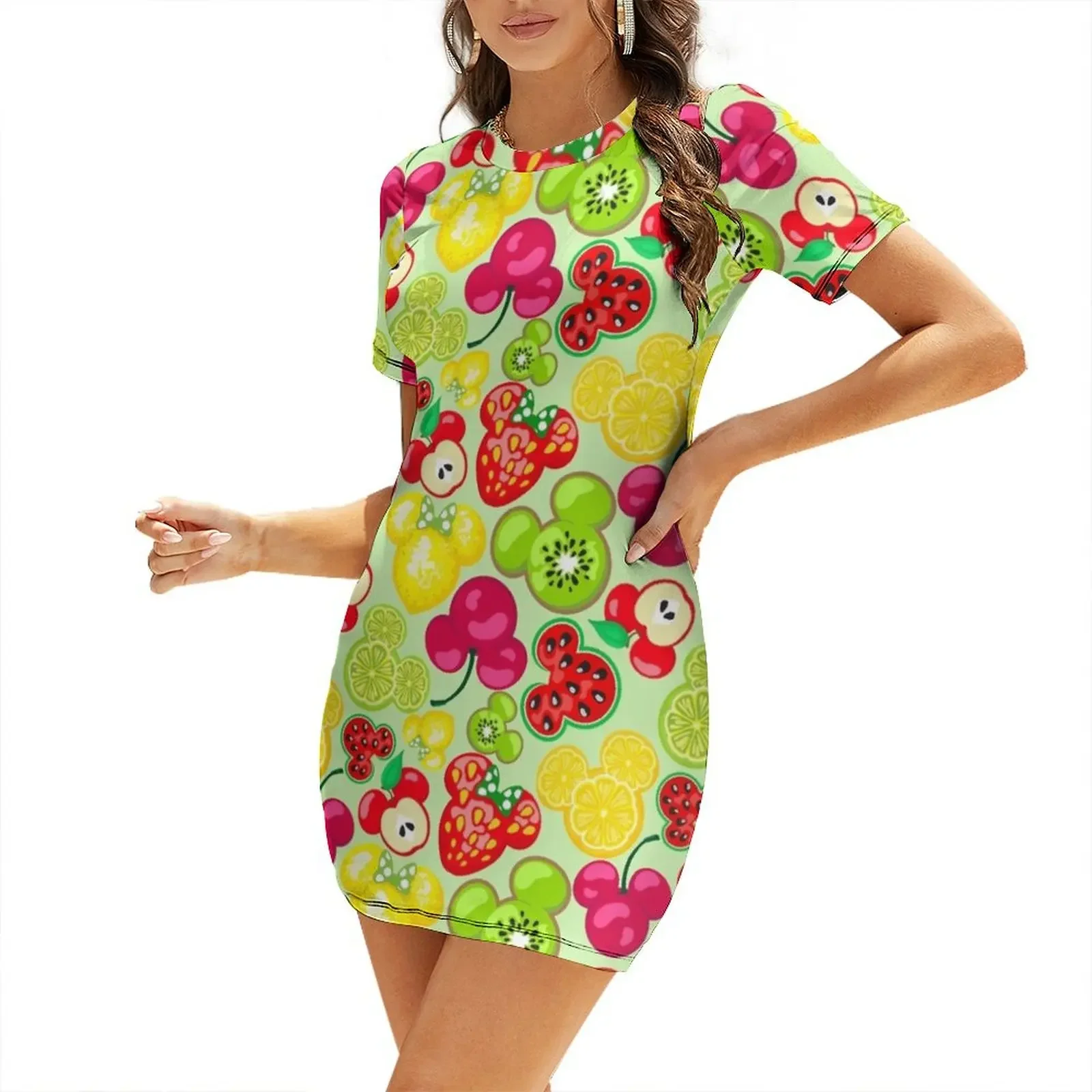 

M1ckey's Fruit Fiesta Short-Sleeved Dress women's summer dress 2025 chic and elegant woman dress summer women's suit