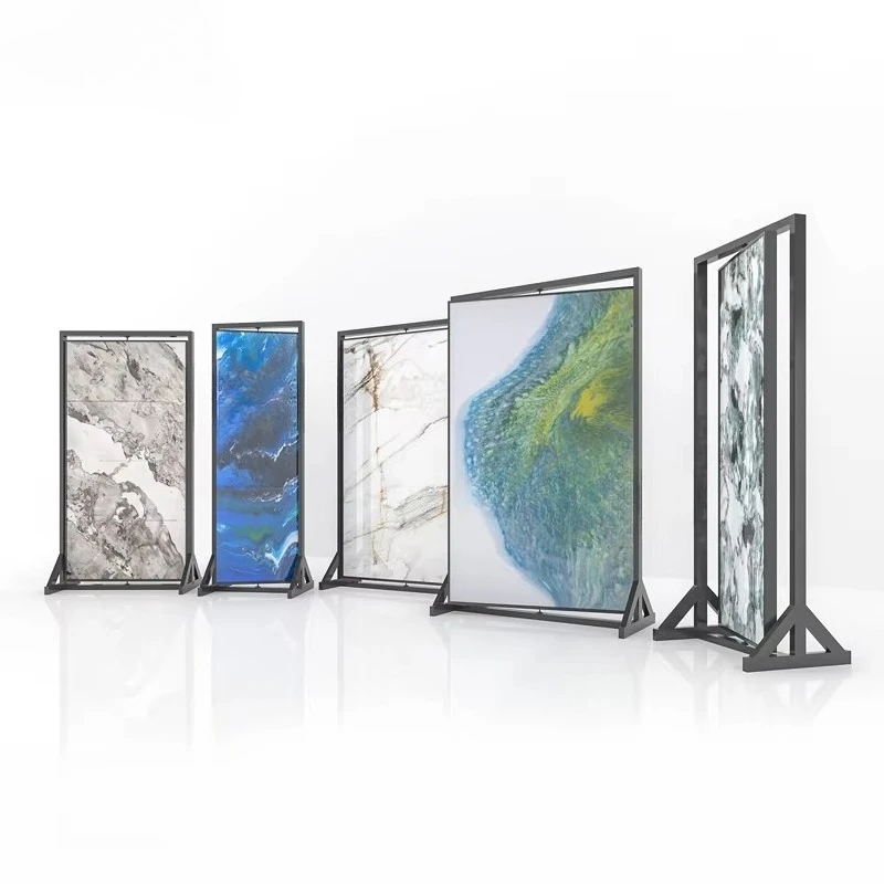 &c Factory Direct Sales New Design Rotating Marble Sample Porcelain Floor Quartz Display Rack Portable for Exhibition Hall