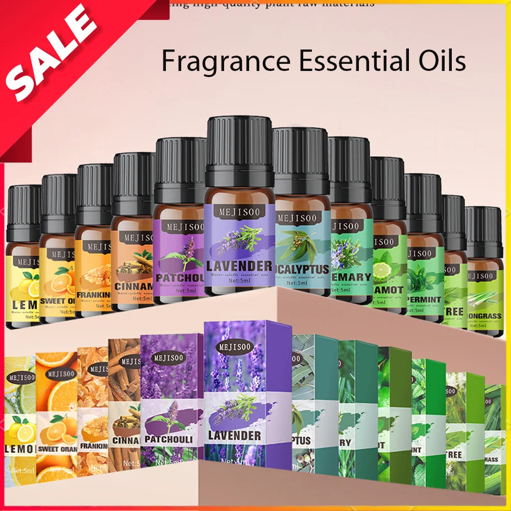 5 مللي الزيوت العطرية الطبيعية شجرة إكليل الجبل شجرة الشاي الليمون الخزامى عشب الليمون الأوكالبتوس النعناع زيت عطر البرتقال الحلو