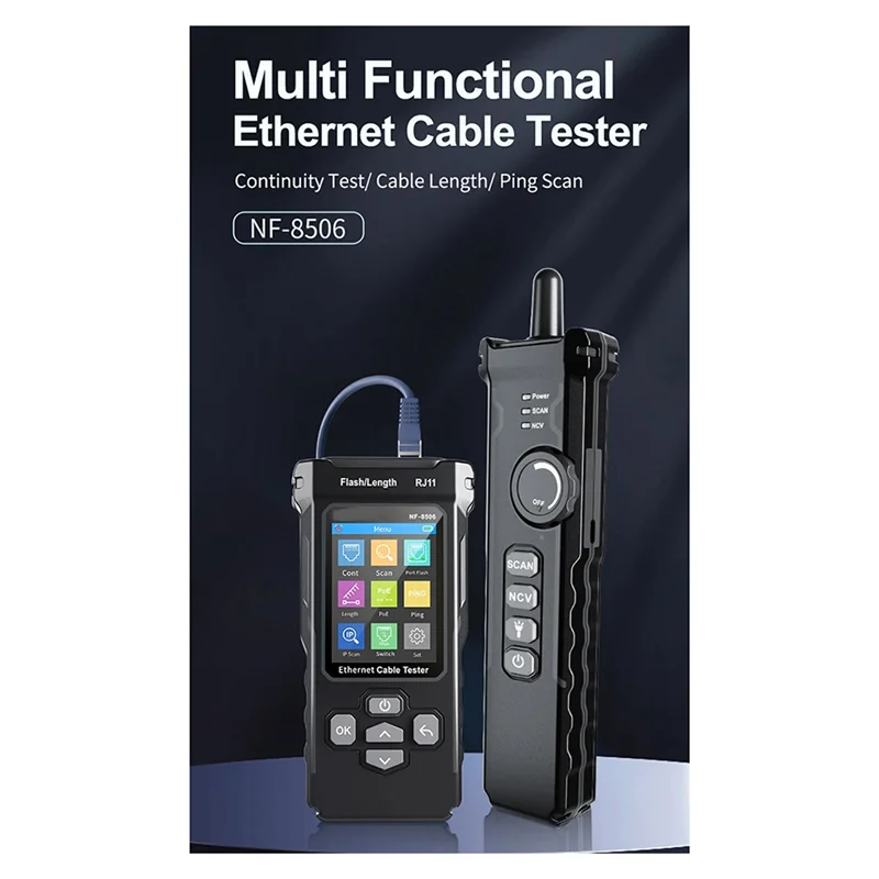 A60F-NF-8506 Network Cable Tester Supports Test/IP Scan/Network Port Speed Multifunction Cable Tracker Finding Tool