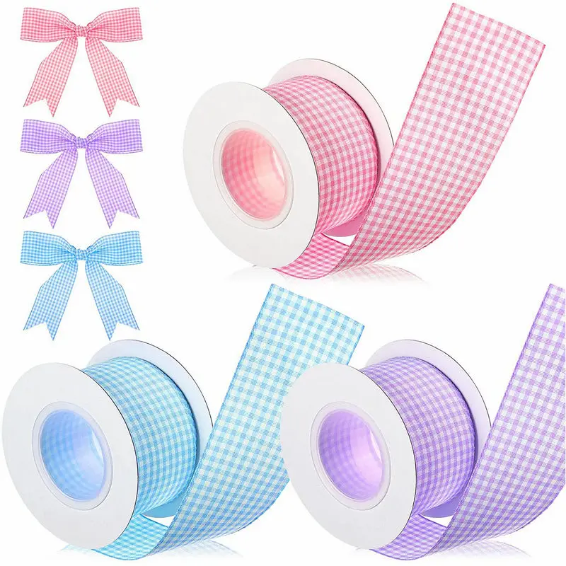 5 jardów bawełniany materiał w kratkę wstążki na ślub dekoracje na przyjęcie świąteczne prezenty zawijanie kokarda DIY Hair Craft Plaid wstążki Card