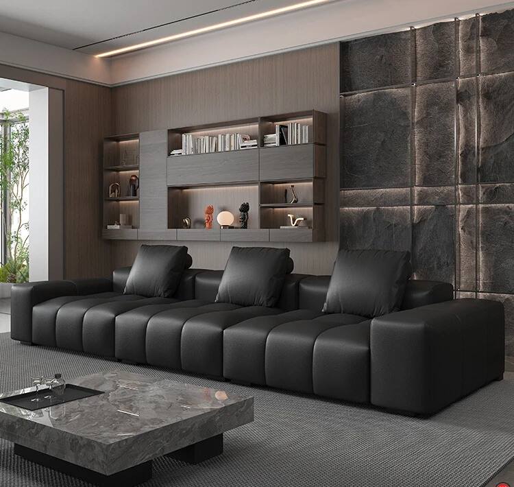 

Pixel leather sofa Italian living room designer module first layer cowhide