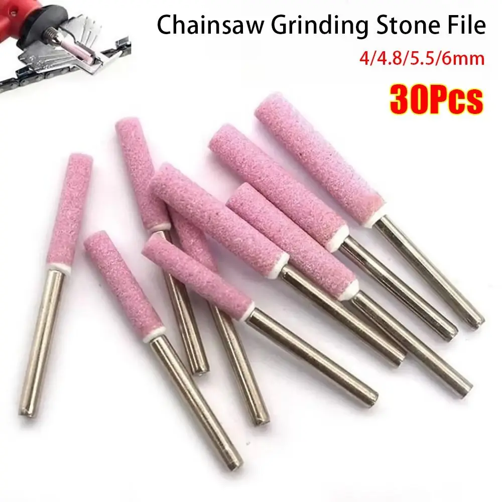 

30Pcs Chainsaw Head Grinding Stone File 4/4.8/5.5/6mm Mounted Points Chainsaw Sharpener Stones Sharpening Carving Tools