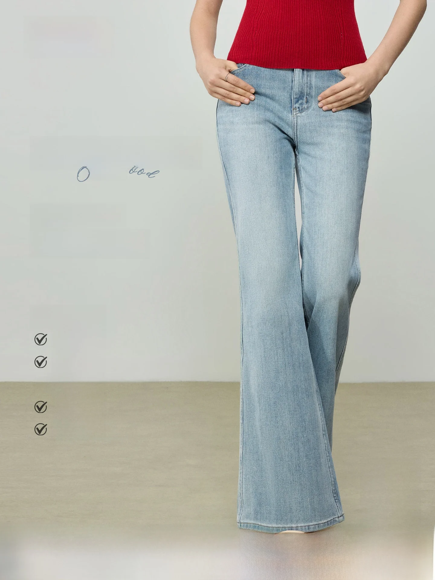 High Waist Flared Jeans Women's Blue Cotton Stretch Denim Bootcut Pants Casual Zipper Style Wear Resistant Spring Autumn
