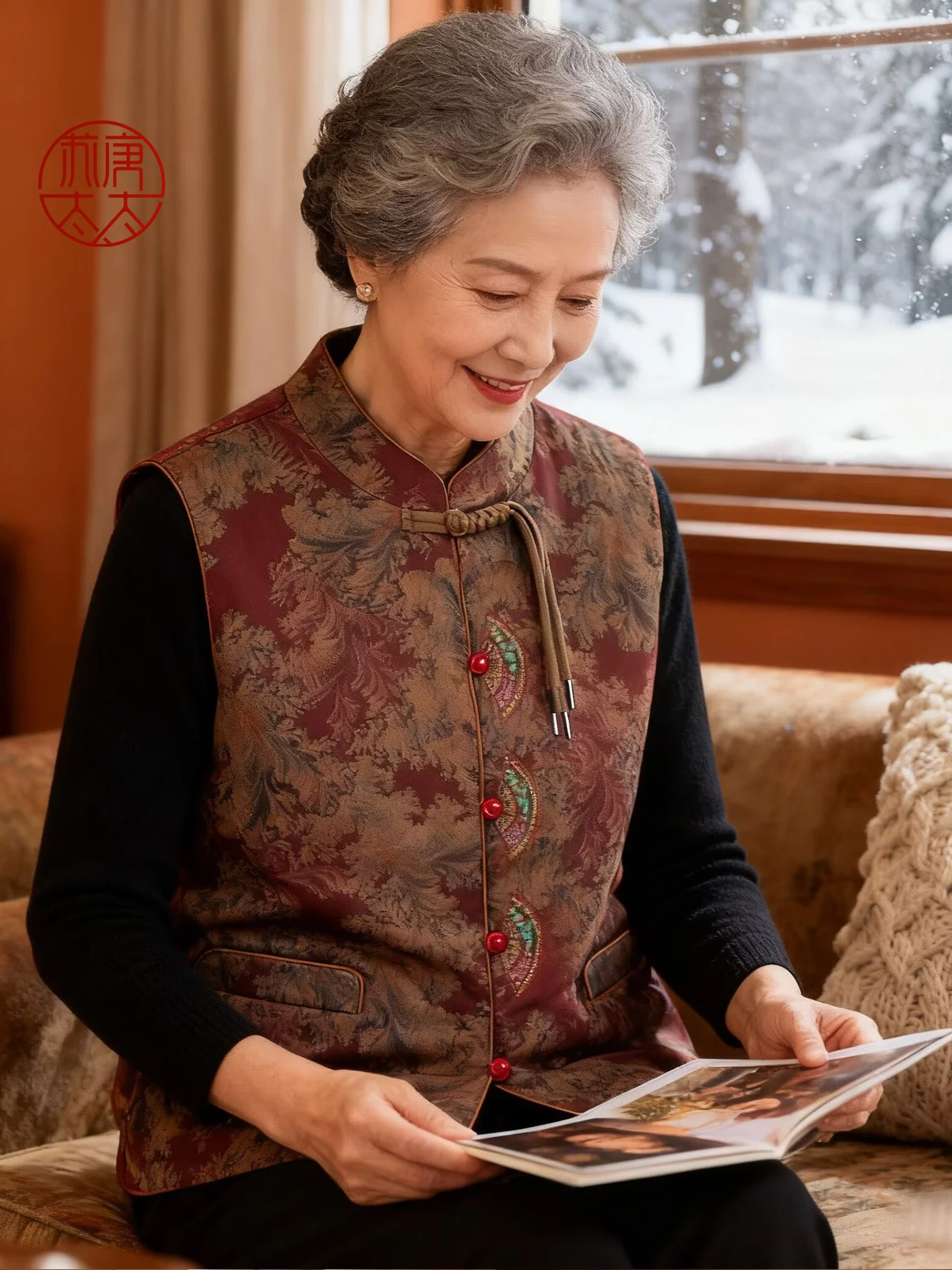 

Spring Autumn Thin Single Vest Outerwear for 70 Year Old Women Traditional Chinese Sle Loose Fit Long Pants Button Closure