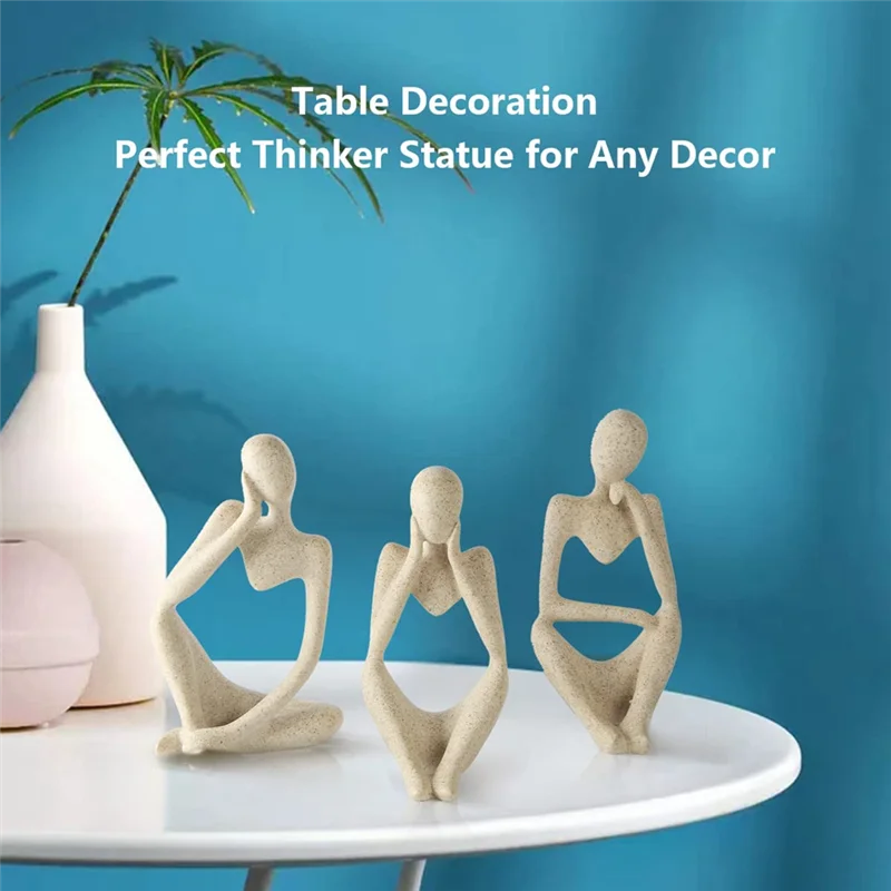 -WSFS 1 قطعة ديكور بسيط مجموعة تمثال مفكر تجريدي، ديكور منزلي محايد تماثيل مفكر صغيرة من الحجر الرملي سهلة التركيب