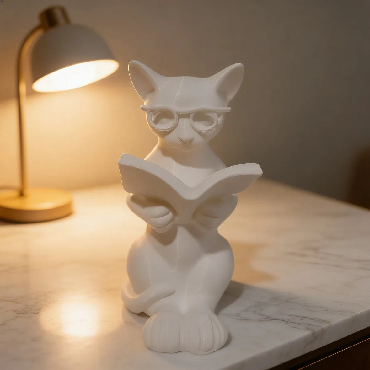Reading Cat Statue Ornaments, Scholar Cat Sculptures, Wearing Glasses, Fully Immersed in Books, Elegant Cats, Cat Lovers Gifts