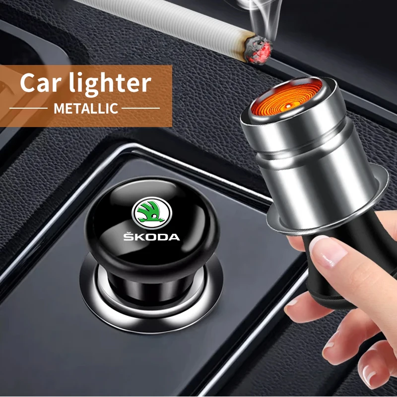 

Metal Car Windproof Portable flameless Cigarette Lighter For Skoda Octavia MK2 MK3 MK4 2 A7 Fabia Karoq Kodiaq Superb Rapid Yeti