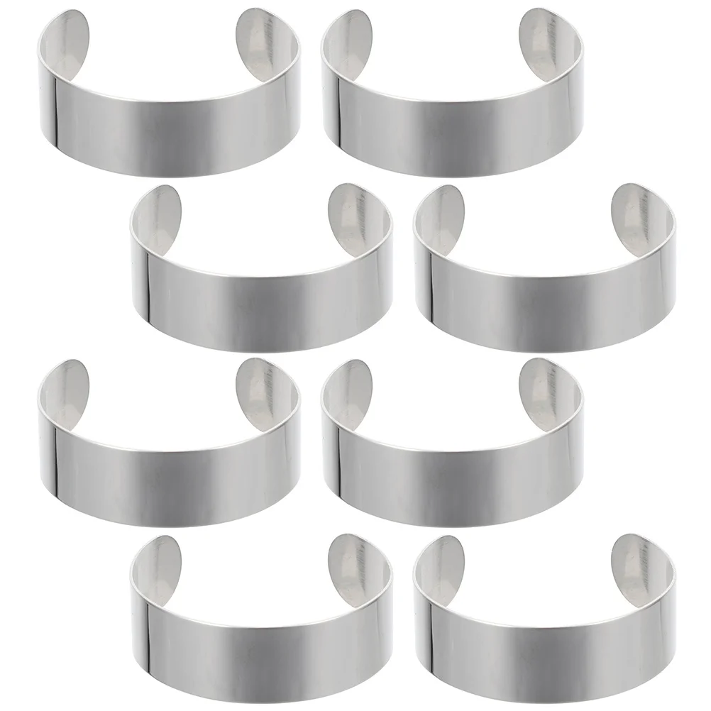 8 Pcs Bracelet Core Blanks Cuff Inlay for Engraving Black Necklace Supplies Bending 304 Stainless Steel Curved Man Kit