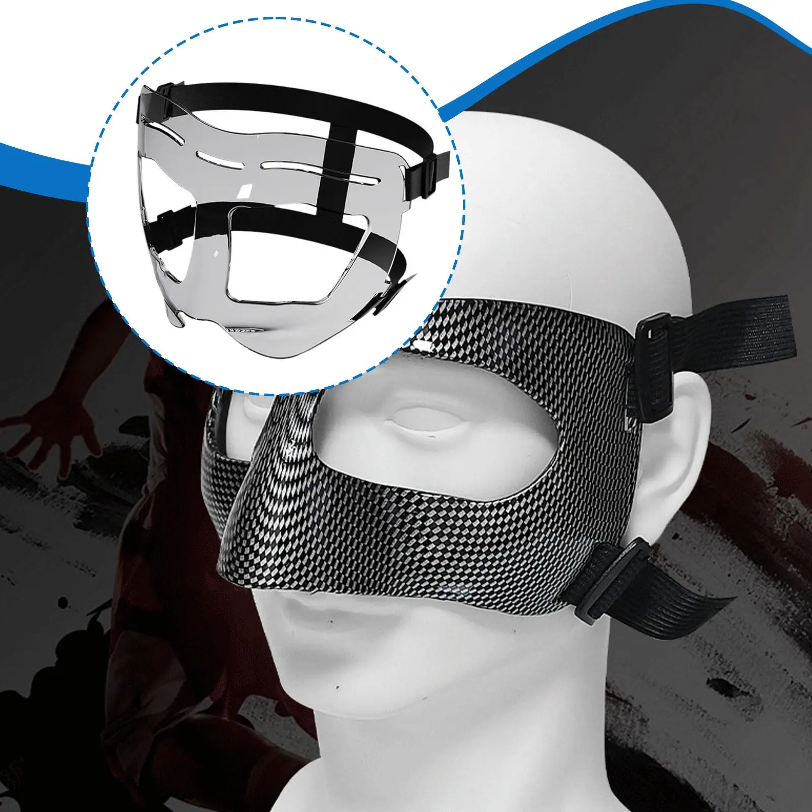 Athletic Face Guard Nose Protector Adjustable PC Mask Unisex Shield for Basketball Football Boxing and Volleyball Use